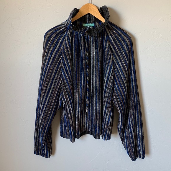 Karlie Tops - Karlie Metallic Blue/Silver/Multi Party Blouse